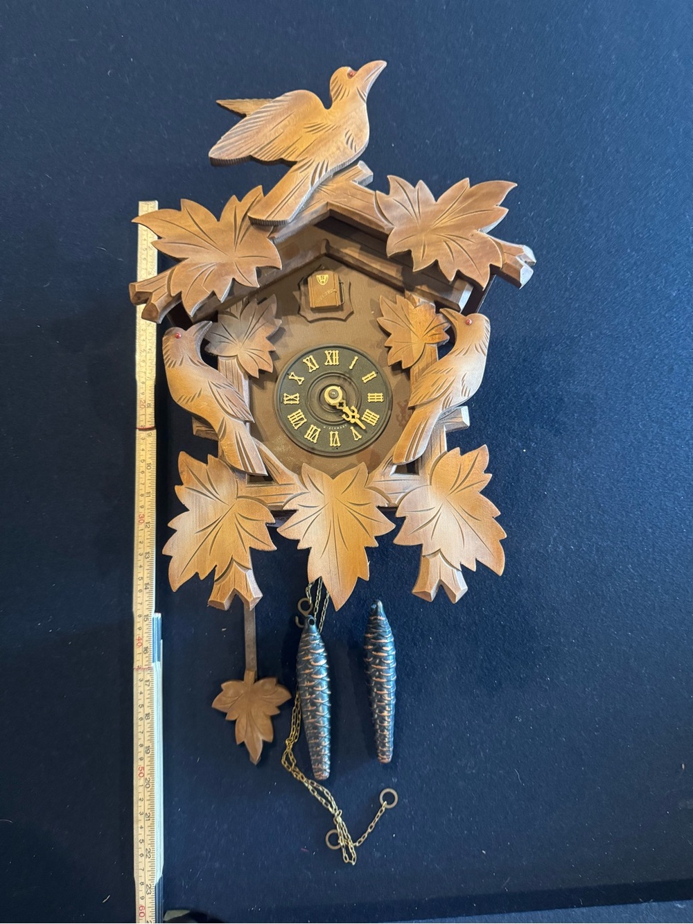 Traditional Wooden Leaf & Bird Cuckoo Wall Clock - Brown PARTS!
